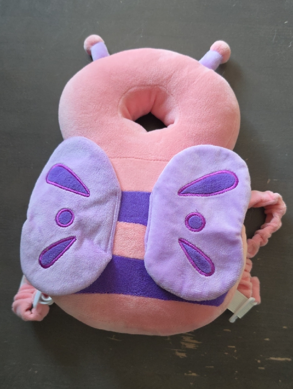Soft Pink & Purple Butterfly Plush Head Protector for Toddlers